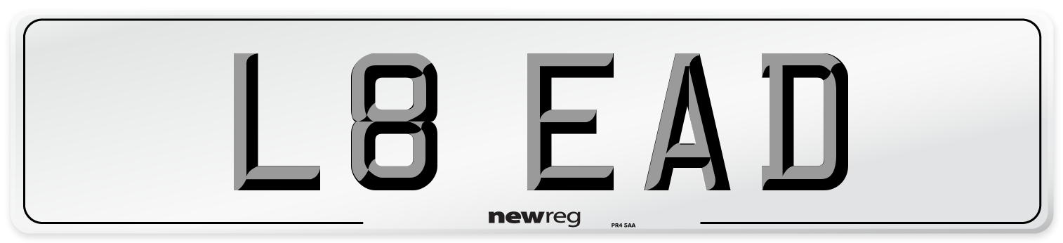 L8 EAD Number Plate from New Reg